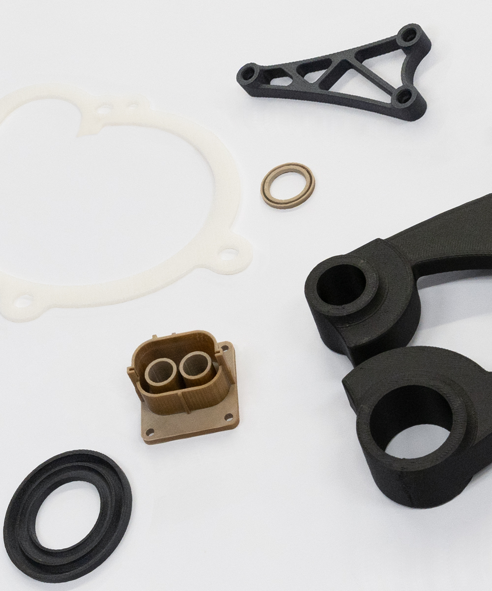 Prototipi funzionali e componenti finiti stampati 3D in super polimeri e materiali compositi